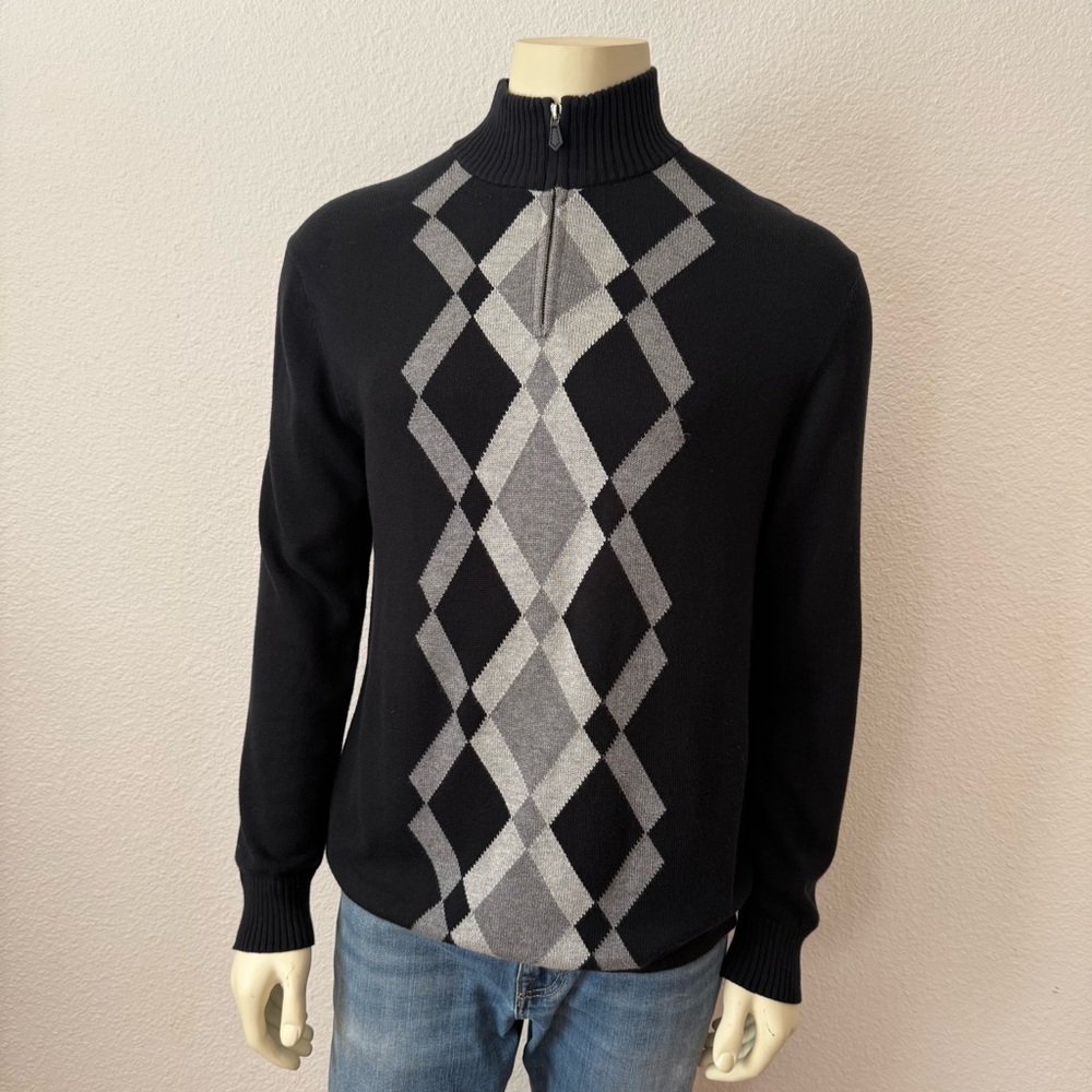 Perry Ellis Men’s Long-Sleeve Quarter-zip Sweater Size M